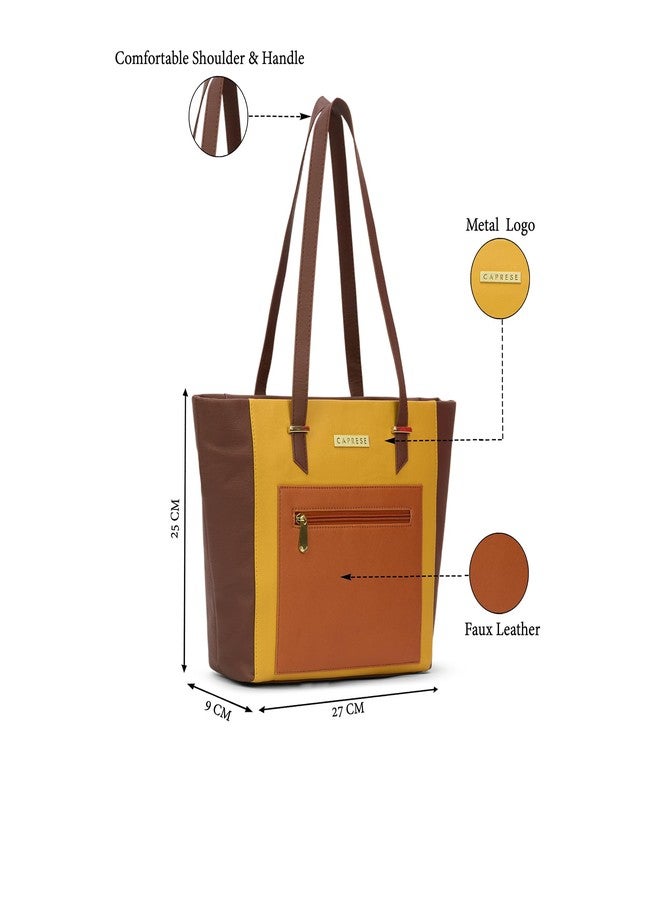 كابريس حقيبة كابريز جيلي متوسطة الحجم للنساء بأحزمة مريحة | حقيبة أنيقة للكتف واليد | تتسع لأجهزة كمبيوتر محمولة حتى 16 بوصة | تصميم متعدد الجيوب للعمل والسفر والتسوق (بني شوكولاتة) - Image 3